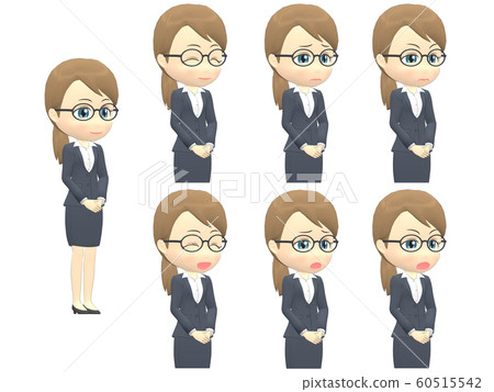 [表情A]白人女性西裝馬尾辮對角線 60515542