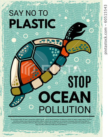 Turtle poster. Ornamental creative design placard with picture of stylized tortoise ocean or sea animal vector Turtle poster. Ornamental creative design placard with picture of stylized tortoise ocean or sea animal vector 60515543