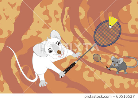 Nesumi和羽毛球運動迷的新年賀卡材料 60516527