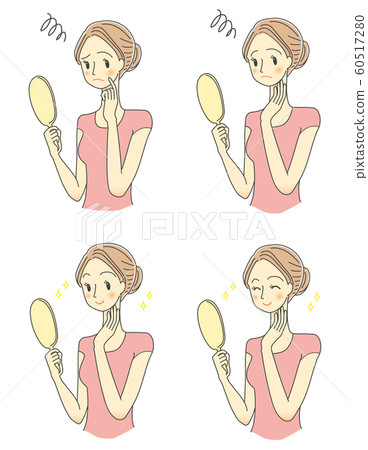 Skincare woman worries facial expression 60517280