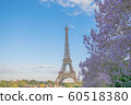 法國/鮮花和艾菲爾鐵塔/藍天和艾菲爾鐵塔 60518380