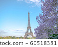 法國/鮮花和艾菲爾鐵塔/藍天和艾菲爾鐵塔 60518381