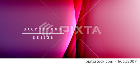 Wave liquid style lines with shadows and light on gradient background. Trendy simple fluid color gradient abstract background with dynamic straight shadow line effect 60519007