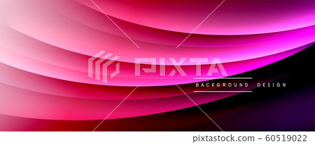 Wave liquid style lines with shadows and light on gradient background. Trendy simple fluid color gradient abstract background with dynamic straight shadow line effect 60519022