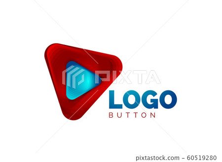 Play, arrow or download button icon, minimal design business logo template. 3d geometric bold in relief style with color blend steps effect. Vector Illustration For Wallpaper, Banner, Background, Card 60519280