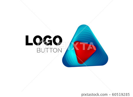Play, arrow or download button icon, minimal design business logo template. 3d geometric bold in relief style with color blend steps effect. Vector Illustration For Wallpaper, Banner, Background, Card 60519285