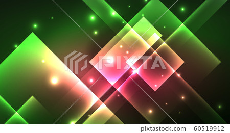 Neon geometric abstract background in hipster style on light background. Space retro design. Color geometric pattern. Square shape abstract background. 60519912