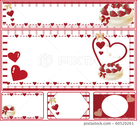 草莓蛋糕和心圖模板設置材料 60520261