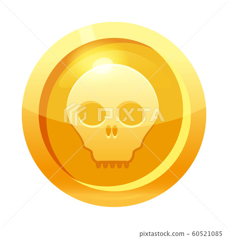 Game coin gold with scull symbol, icon, game interface, gold metal. For web, game or application GUI UI. Vector illustration isolated Game coin gold with scull symbol, icon, game interface, gold metal. For web, game or application GUI UI. Vector illustration isolated 60521085