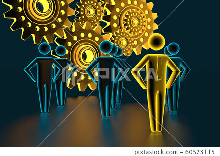 3d people - man, person in gear wheels. 3d rendering 3d people - man, person in gear wheels. 3d rendering 60523115
