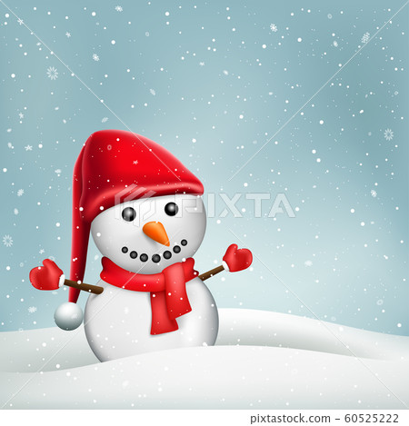 Christmas snowman in winter snowdrift Christmas snowman in winter snowdrift 60525222