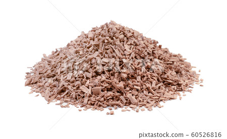 Pile of wood smoking chips isolated on white 60526816