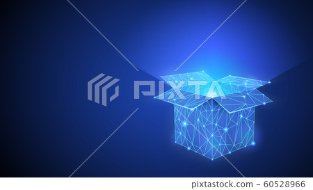 The Box wich Shining Inside of It. Dark Blue Background. 60528966