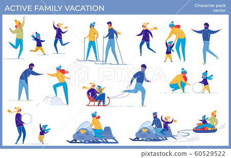 Active Family Vacation and Winter Holidays Set. Active Family Vacation and Winter Holidays Set. 60529522
