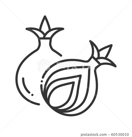 Onion black line icon. Natural vegetable sign. 60530010