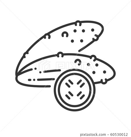 Cucumber black line icon. Natural vegetable sign. Cucumber black line icon. Natural vegetable sign. 60530012