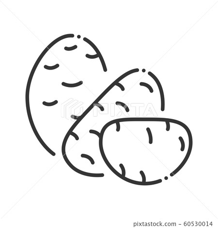 Potato black line icon. Natural vegetable sign. Potato black line icon. Natural vegetable sign. 60530014
