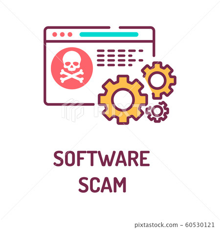 Software scam color line icon on white background. 60530121