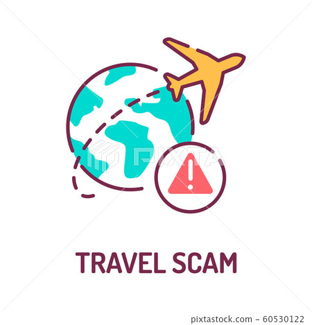 Travel scam color line icon on white background. Travel scam color line icon on white background. 60530122