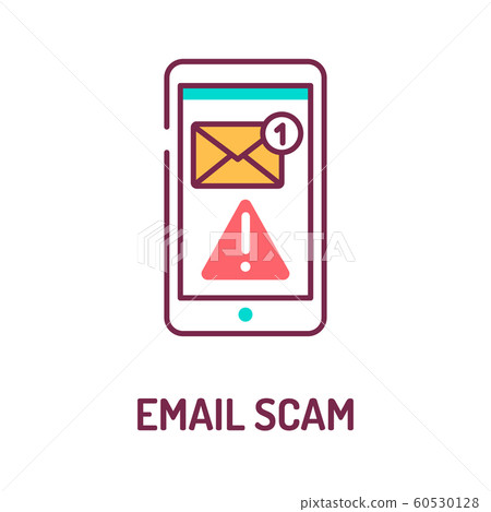 Email scam color line icon on white background. - Stock Illustration ...