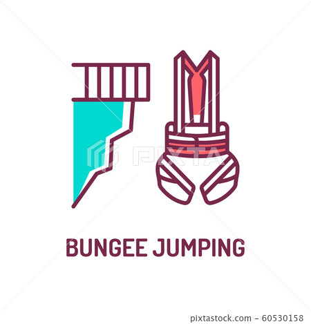 Bungee jumping and body harness color line icon. 60530158