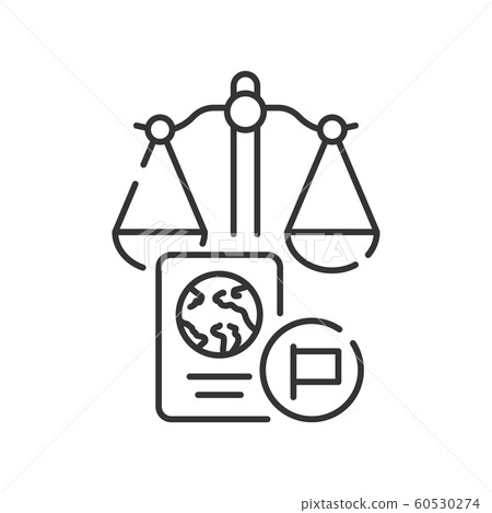Customs court line black icon. Judiciary concept. 60530274