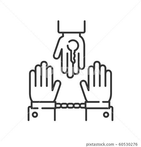 Criminal court line black icon. Judicial verdict 60530276