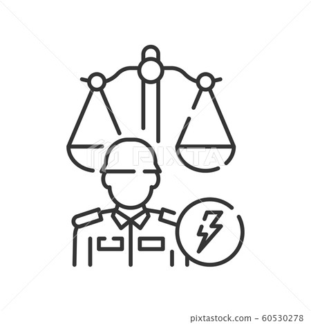 Military court line black icon. Judiciary concept. 60530278