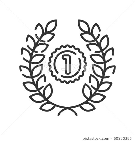 First place color line icon. Laurel wreath and 60530395