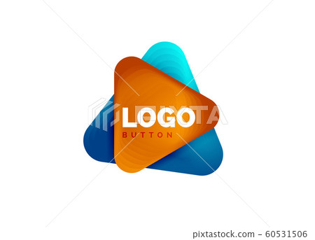 Play, arrow or download button icon, minimal design business logo template. 3d geometric bold in relief style with color blend steps effect. Vector Illustration For Wallpaper, Banner, Background, Card 60531506