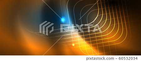 Neon glowing techno lines, hi-tech futuristic abstract background template, vector Neon glowing techno lines, hi-tech futuristic abstract background template, vector 60532034