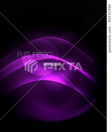 Dark background with neon color waves, vector template 60532494