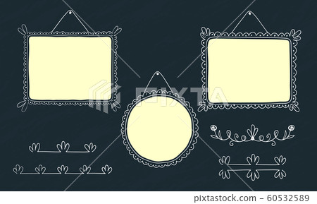 Photo frames vintage, Doodle style. Frame set. Square, round and rectangular frames decorated with curls Photo frames vintage, Doodle style. Frame set. Square, round and rectangular frames decorated with curls 60532589