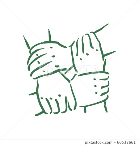 Vector hand drawn team hands illustration on white background 60532661