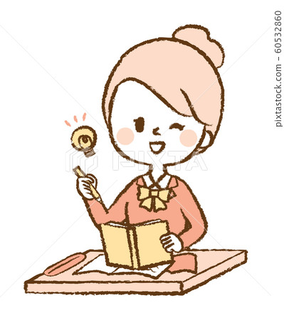學生初中生高中女生學習桌插圖 學生初中生高中女生學習桌插圖 60532860
