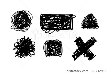 Set of Scribble Stains Hand drawn in Pen,... - Stock Illustration ...