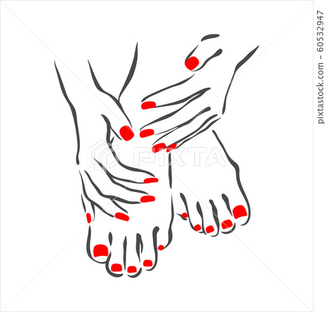 Vector hand drawn illustration of manicure and nail polish on woman hands Vector hand drawn illustration of manicure and nail polish on woman hands 60532947