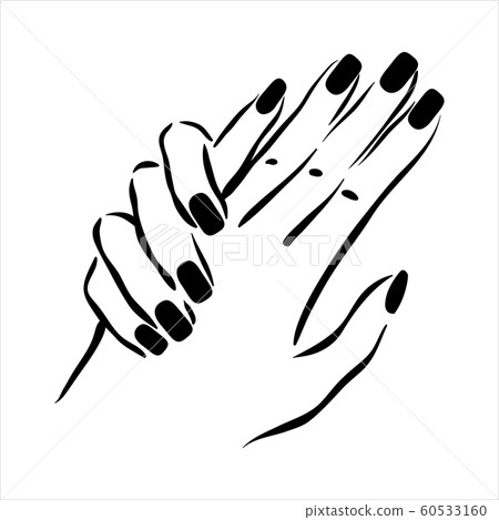 Vector hand drawn illustration of manicure and nail polish on woman hands 60533160