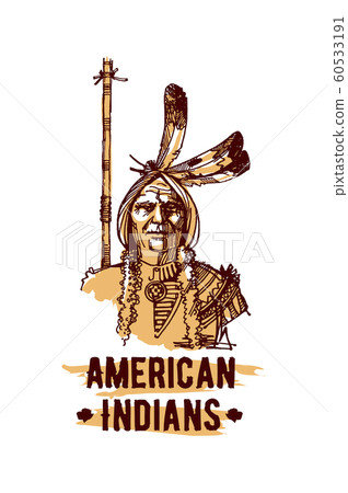 Native american indian hand drawn vector illustration isolated on white background 60533191