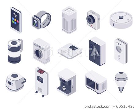 Isometric internet of things devices. Smart... - Stock Illustration ...