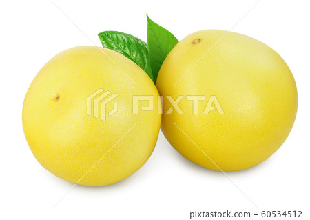 Whole pomelo with leaf isolated on white background Whole pomelo with leaf isolated on white background 60534512