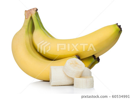Fresh ripe organic bananas cluster with sliced 60534991