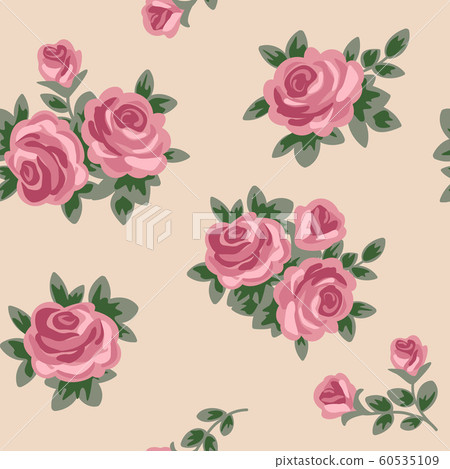 vector seamless background with pink roses in...-插圖素材 [60535109] - PIXTA圖庫