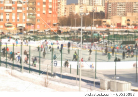 Abstract blurred citizens skating on the rink. Russia. 60536098