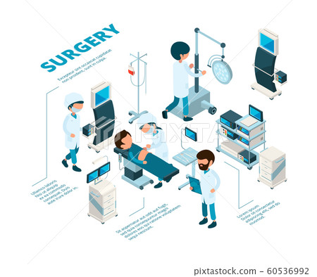 Surgeries isometric. Medical staff surgeons work emergency therapy procedures healthcare room doctors making operation patient vector Surgeries isometric. Medical staff surgeons work emergency therapy procedures healthcare room doctors making operation patient vector 60536992