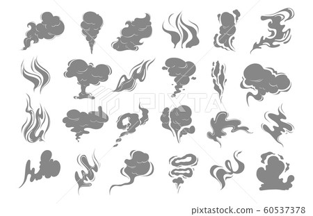 Smoke clouds silhouettes. Vector vapour icons set. Steam illustration 60537378
