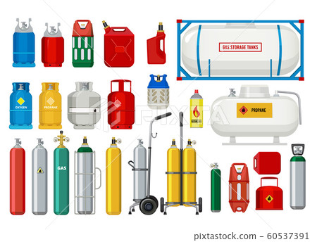 Propane tanks. Gas safety ballons dangerous oxygen or propane vector illustrations Propane tanks. Gas safety ballons dangerous oxygen or propane vector illustrations 60537391