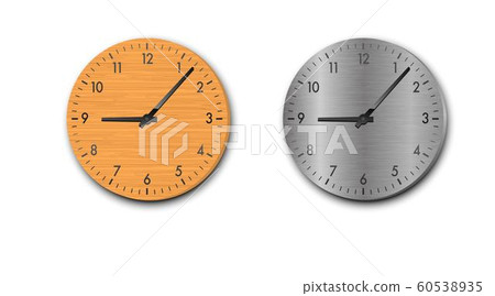 wooden clock and steel clock on the white background 60538935