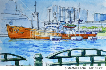Antarctic research ship "Soya" watercolor 60540395