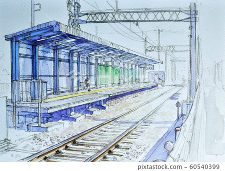 江之電/石上站水彩 60540399
